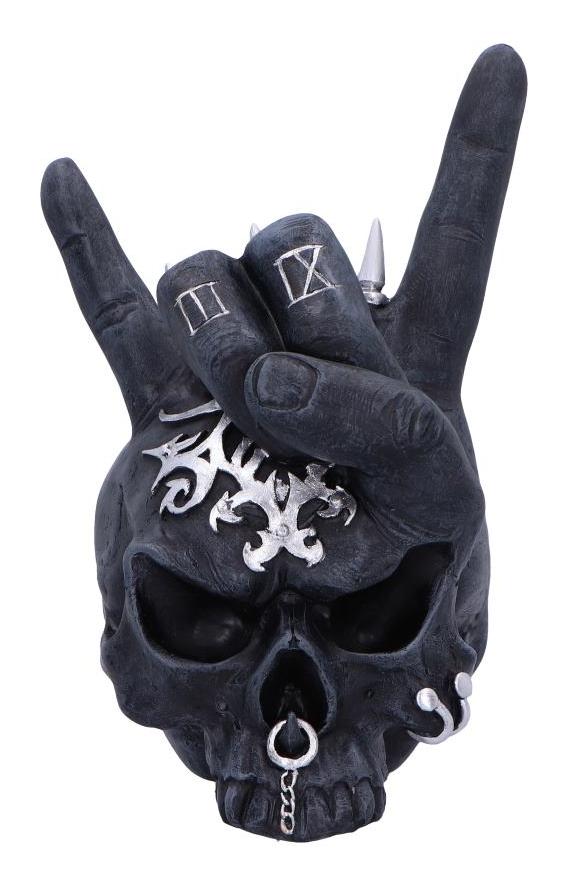 Photo #2 of product U6864C24 - Horns Up Rocking Skull Ornament