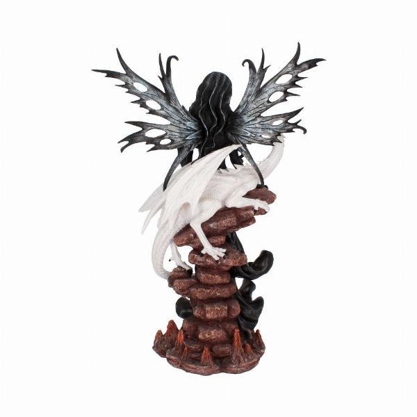 Photo #4 of product NEM3074 - Isabelle 57cm Dark Fairy and White Dragon Figurine