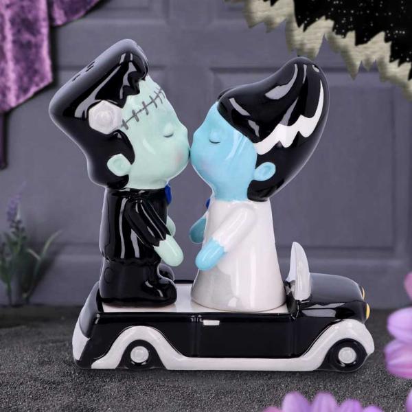 Photo #5 of product D6121W2 - Frankenstein and His Bride Salt and Pepper Shakers 11.4cm