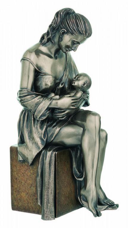Photo of Maternal Love Mum Breastfeeding Bronze Sculpture on Plinth 23 cm