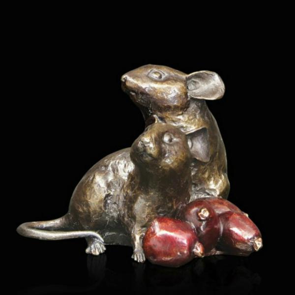Photo of Mice with Rosehips Small Bronze Figurine (Limited Edition) Michael Simpson