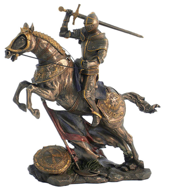 Photo of Mounted Knight Attacking Bronze Figurine