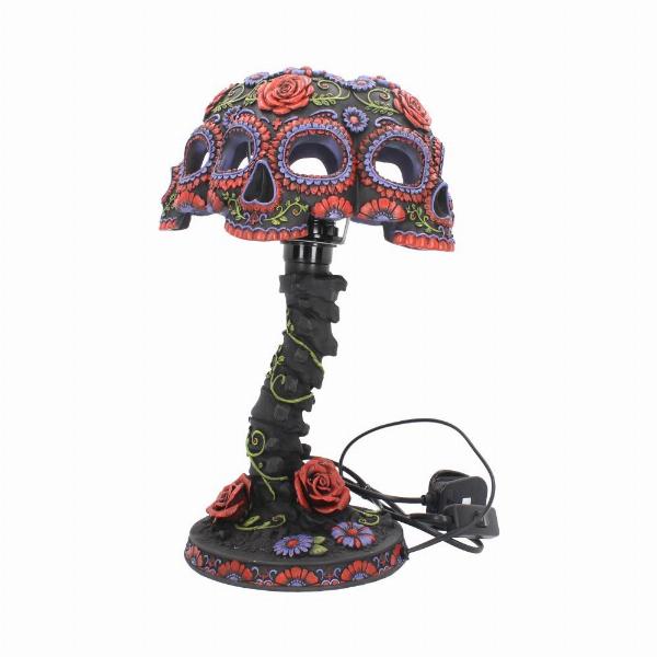 Photo #2 of product B3622J7 - Night Blooms Black and Red Sugar Skull Lamp