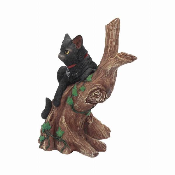 Photo #2 of product B1806E5 - Onyx Cat in Tree Figurine Wiccan Witch Gothic Ornament