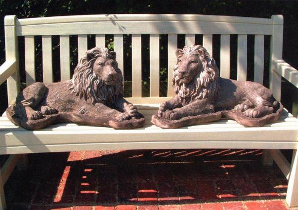 Photo of Pair of Chatsworth Lions Stone Garden Sculptures