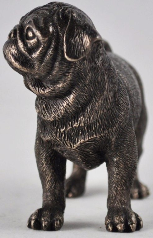 Photo of Pug Standing Bronze Dog Sculpture Small