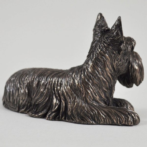 Photo of Scottie Dog Lying Bronze Dog Sculpture