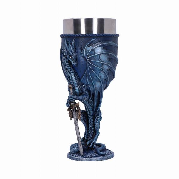 Photo #2 of product D4970R0 - Ruth Thompson Sea Blade Blue Water Dragon Goblet Glass