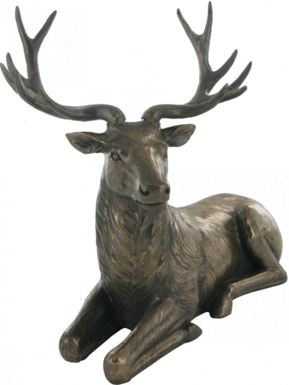 Photo of Sitting Deer Bronze Sculpture Figurine