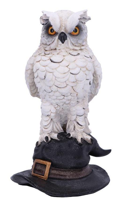 Photo #1 of product D4966R0 - Soren White Horned Owl Perched on a Witches Hat Figurine