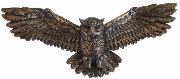Photo of Steampunk Owl in Flight Bronze Wall Plaque Large 55 cm
