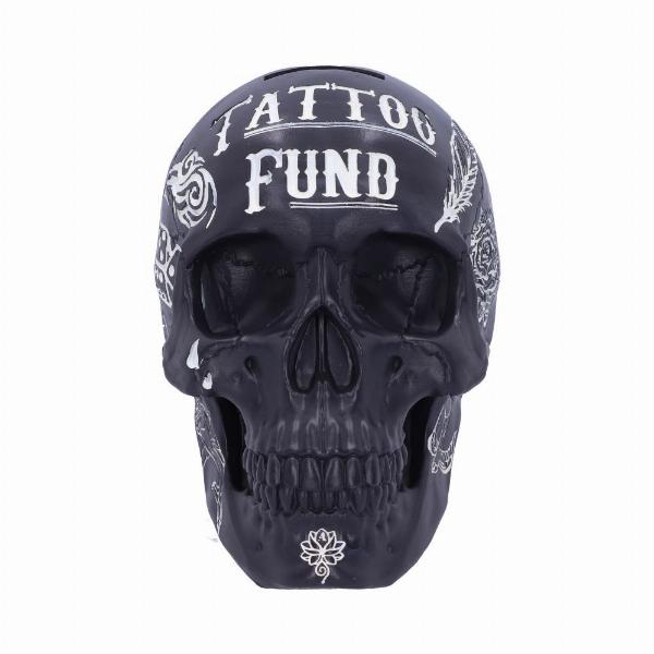 Photo #4 of product B5109R0 - Black and White Traditional, Tribal Tattoo Fund Skull