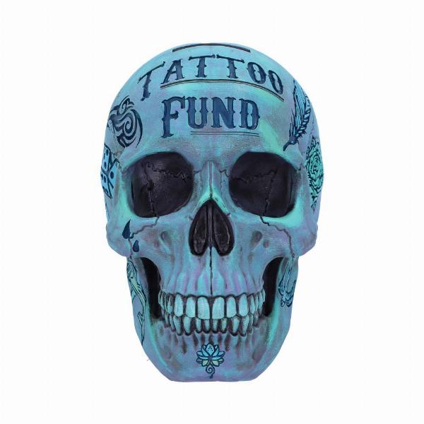 Photo #4 of product B5111R0 - Aqua Blue Traditional, Tribal Tattoo Fund Skull
