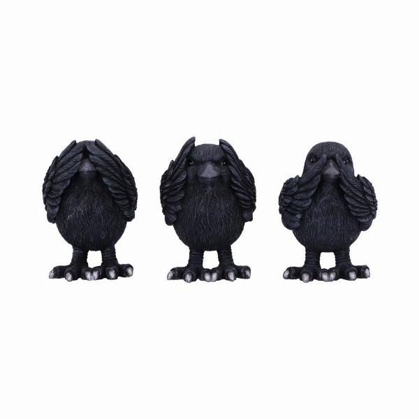 Photo #1 of product B6023V2 - Three Wise Ravens Figurines 8.7cm