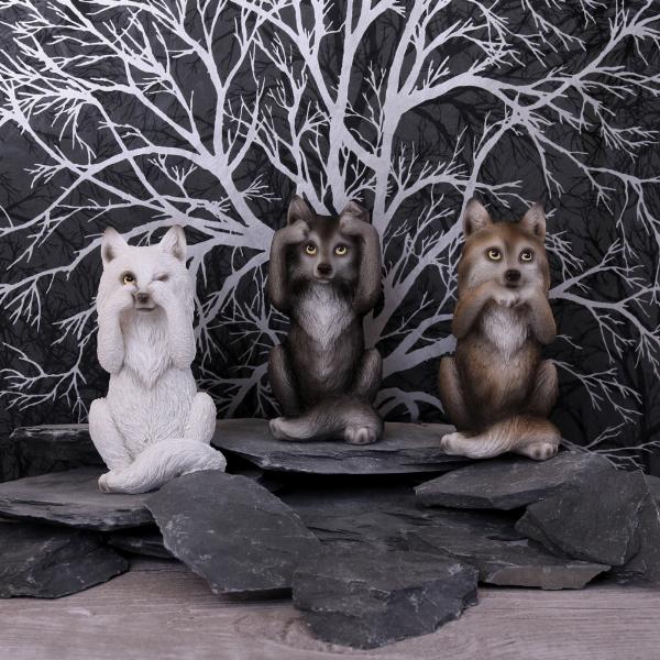 Photo #5 of product B4472N9 - Three Wise Wolves Figurines 10cm