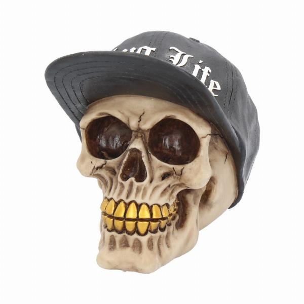 Photo #2 of product K3108H7 - Thug Life Skull with Gold Teeth and Baseball Cap Figurine 15.8cm