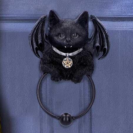 Photo #5 of product U6129W2 - Vampuss Black Bat Cat Door Knocker 20cm