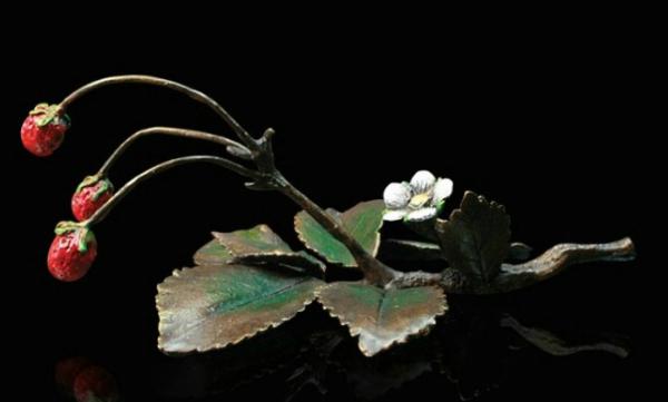 Photo of Wild Strawberries Bronze Sculpture (Limited Edition) Keith Sherwin Nature Trail