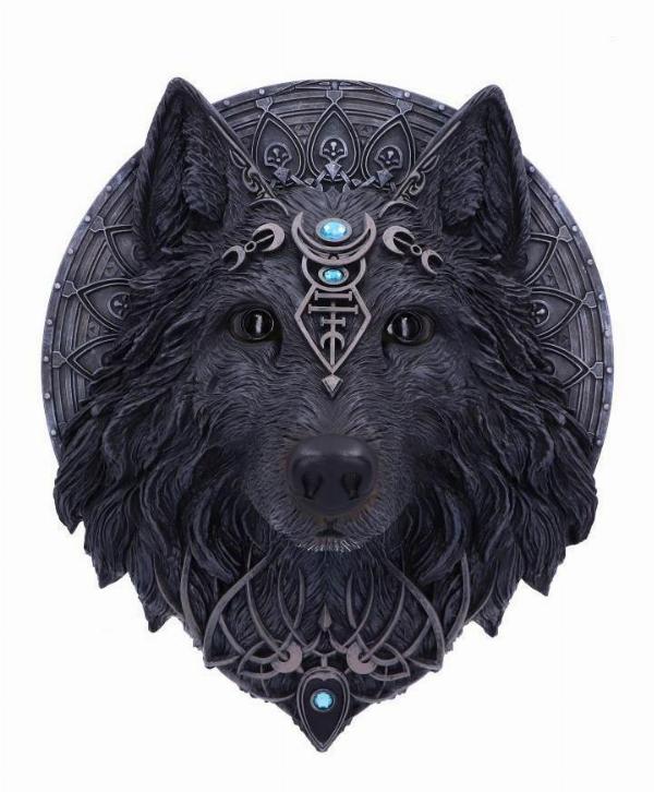 Photo #1 of product B5240S0 - Dark Gothic Magical Wolf Moon Wall Hanging Plaque