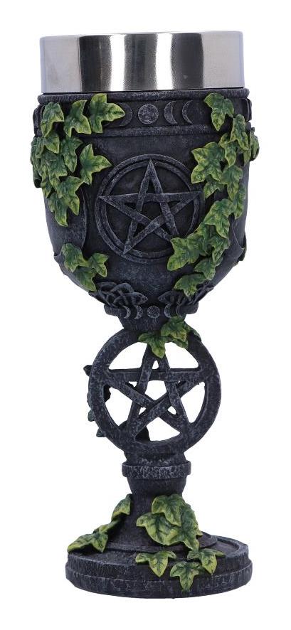 Photo #3 of product B6356X3 - Aged Wiccan Pentagram Goblet 19.5cm