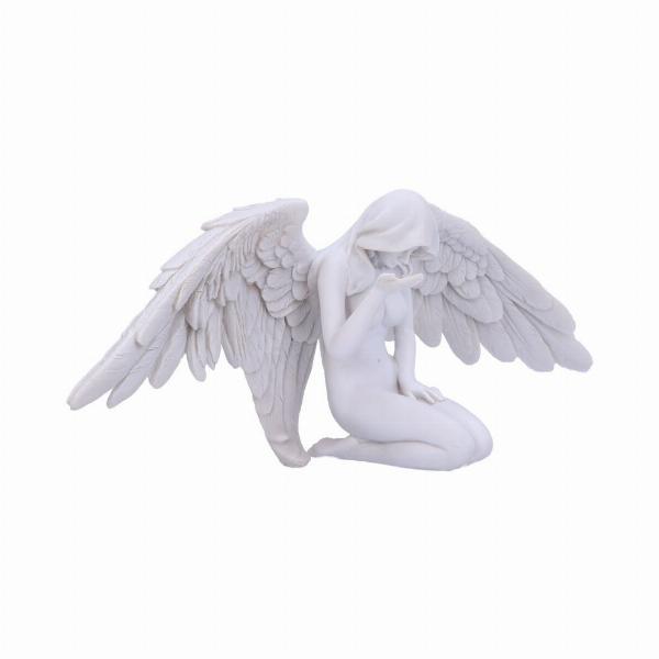Photo #3 of product U5468T1 - White Angels Offering Kneeling Caped Angel Figurine