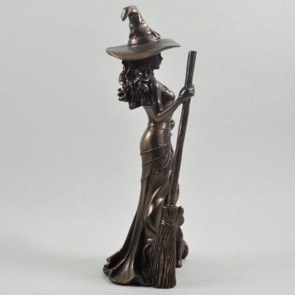 Photo of Bronze Witch with Cat Figurine