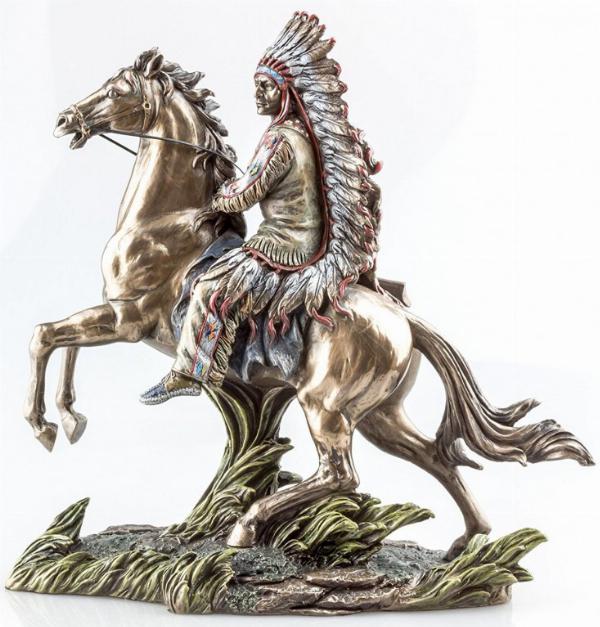 Photo of Buffalo Hunter Native American on Horse Bronze Figurine