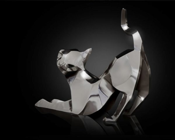 Photo of Cat Stretching Hallmarked Sterling Silver Miniature NOMI Design