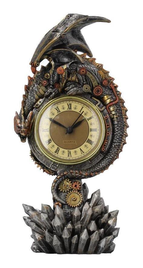 Photo #1 of product U3814K8 - Clockwork Reign Steampunk Dragon Mantel Clock
