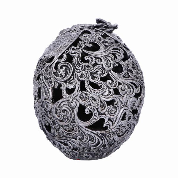 Photo #3 of product U4977R0 - Silver Cranial Drakos Engraved Dragon Skull Ornament