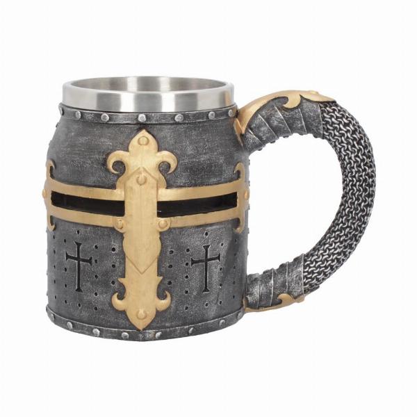 Photo #1 of product B2291F6 - Crusader Medieval Knight Chainmail Tankard Historical Helmet Mug