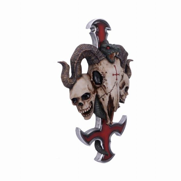 Photo #3 of product B5304S0 - James Ryman Devils Cross Ram's Skull Petrine Cross Wall Plaque