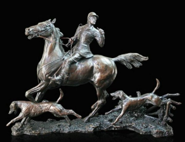 Photo of Doubling the Horn Solid Bronze Hunting Figurine (Limited Edition) David Geenty