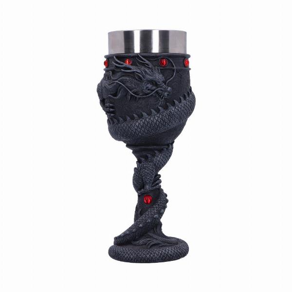 Photo #1 of product B2406G6 - Black Chinese Dragon Coil Goblet Wine Glass