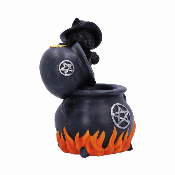 Photo #4 of product U6134W2 - Familiar Brew Black Cat Backflow Incense Burner 18cm