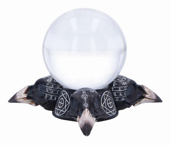 Photo #3 of product D6770A24 - Gothic Raven Crystal Ball and Holder 15cm