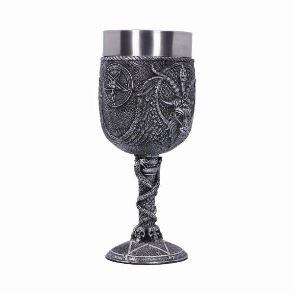 Photo #3 of product C1963F6 - Baphomet Goblet Silver Goat God Deity Wine Glass