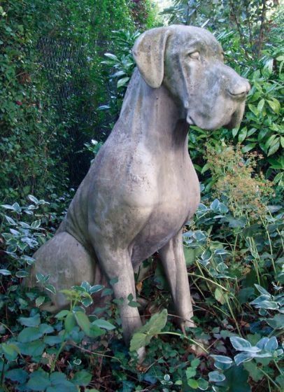 Phot of Great Dane Dog Stone Sculpture Male