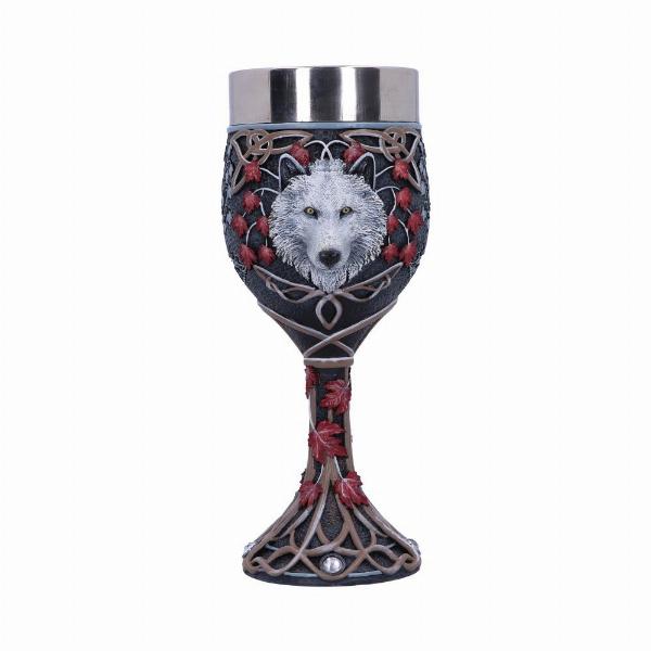 Photo #3 of product B5397S0 - Lisa Parker Guardian of the Fall White Autumn Wolf Goblet
