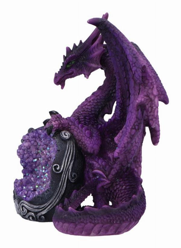 Photo #3 of product U6705A24 - Guardian of the Geode Purple Dragon Figurine 11.5cm