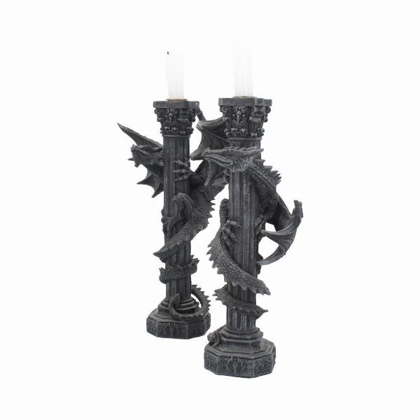 Photo #2 of product NEM2842 - Guardians of the light Dragon Candle Holders (Set of 2) 28cm