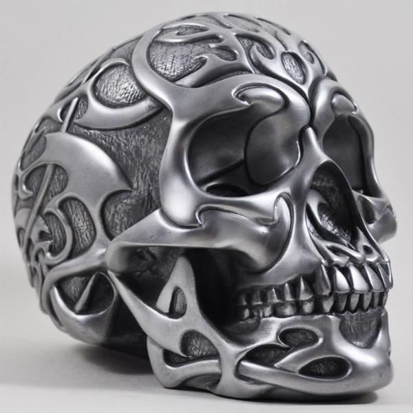 Photo of Heavyweight Tribal Skull Silver Large