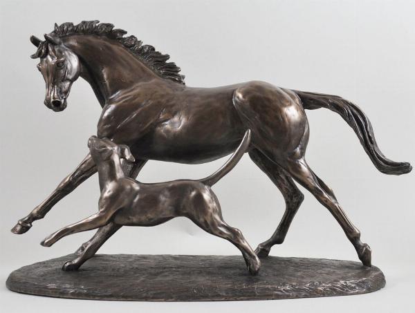 Photo of Horse and Hound Cold Cast Bronze Sculpture by Harriet Glen