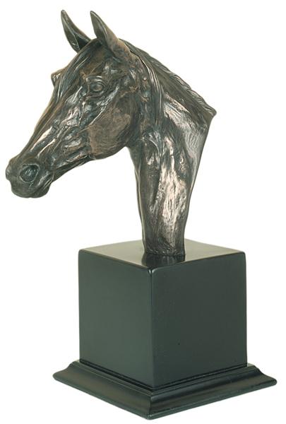 Brass Horse Head Sculpture on Marble Base