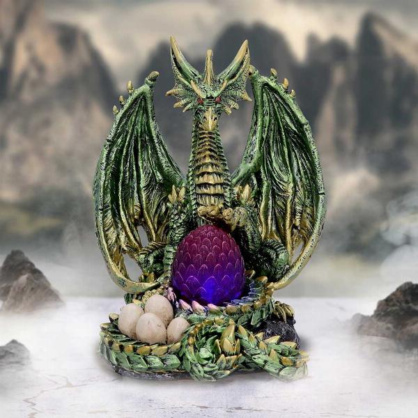 Photo #5 of product U6289X3 - Light Bearer Metallic Dragon Figurine 19.5cm