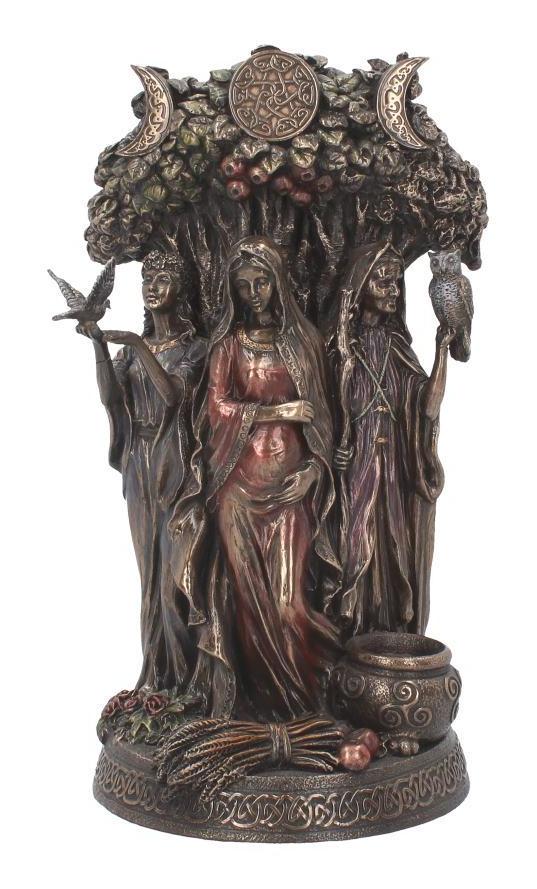Photo #1 of product H3151H7 - Bronzed Maiden, Mother, Crone Triple Moon Figurine