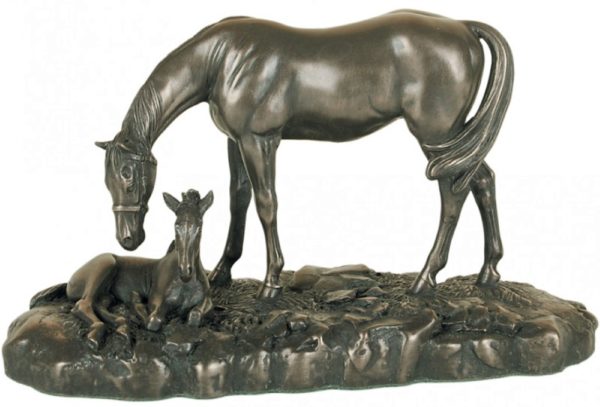 Photo of Mare and Foal Small Bronze Figurine (David Geenty) 20 cm