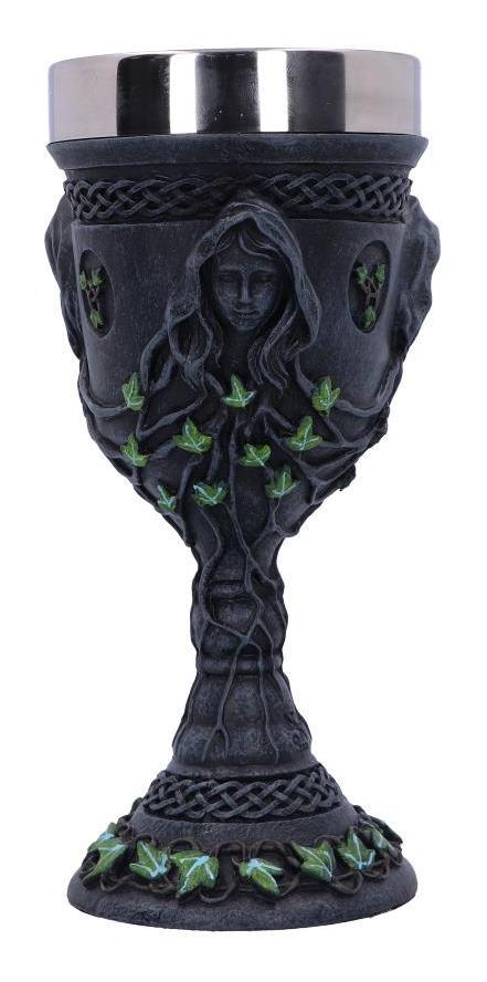 Photo #1 of product NOW119S - Mother Maiden and Crone Chalice Bronze Triple Goddess Wine Glass