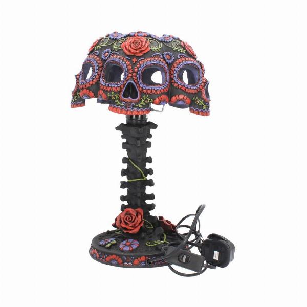 Photo #3 of product B3622J7 - Night Blooms Black and Red Sugar Skull Lamp