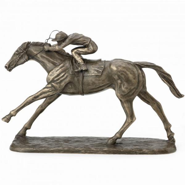 Photo of On The Flat Horse Racing Cold Cast Bronze Sculpture by Harriet Glen